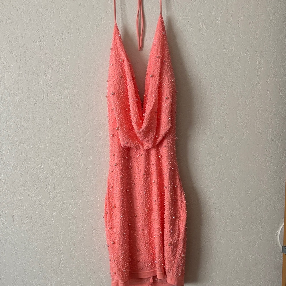 Windsor Coral Beaded Dress